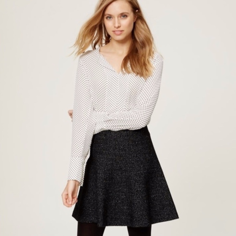 Ann Taylor Loft Dark Gray Marl Flare Skirt